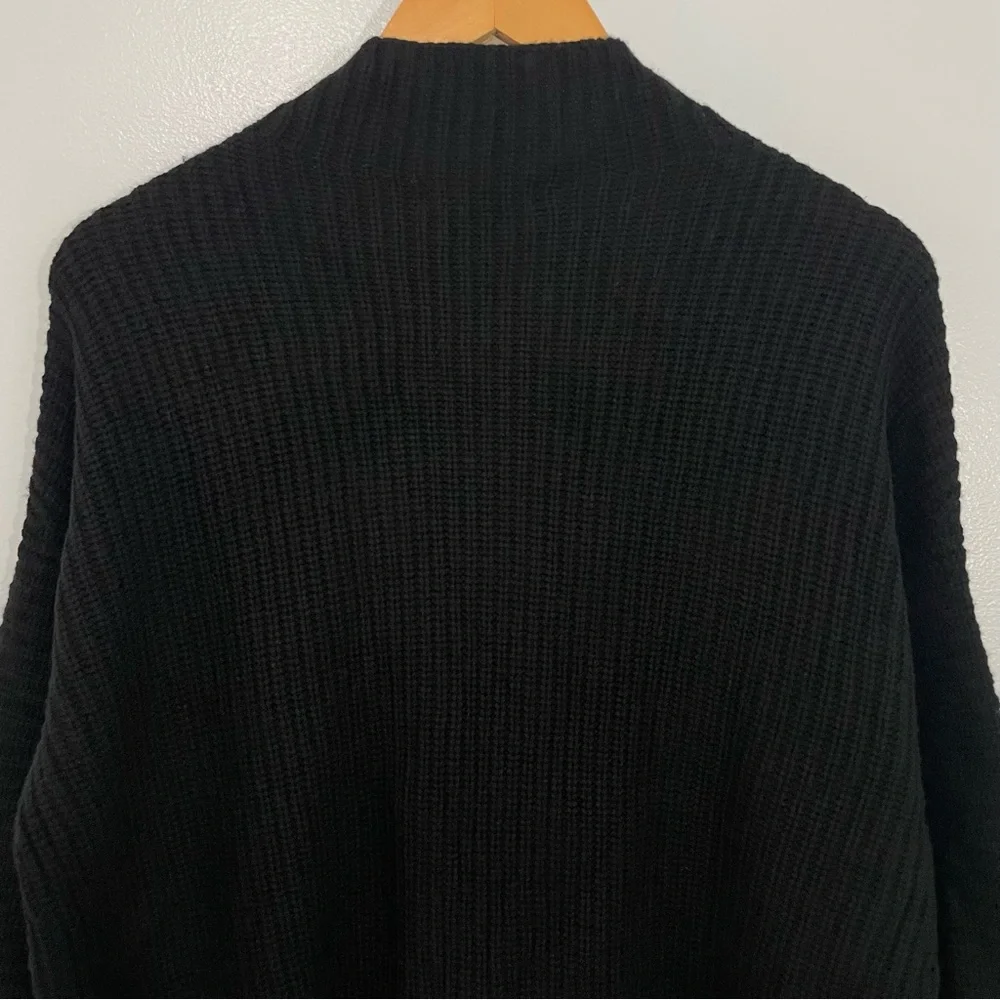 Athleta Black Merino Wool Cashmere Cowl Neck Split Front Sweater Oversized M - Picture 11 of 16